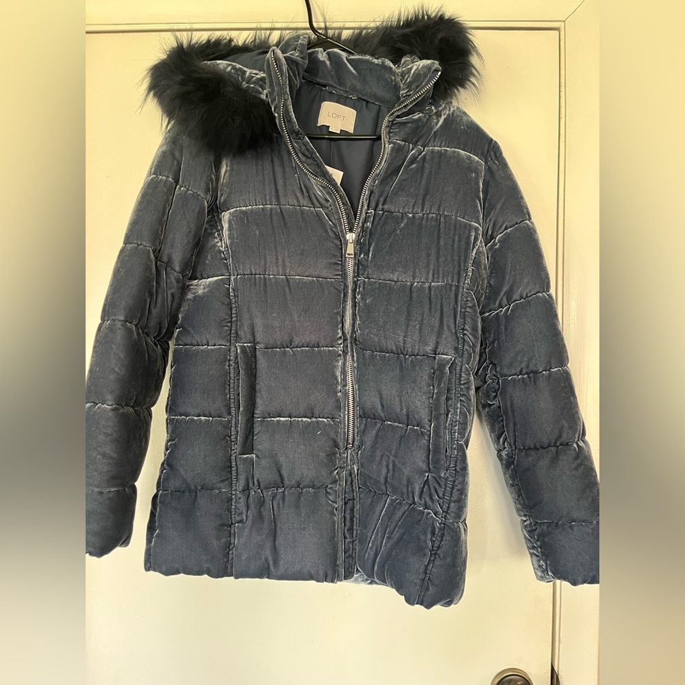 Velvet Puffer Coat—LOFT